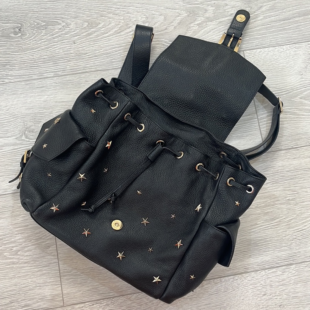 VALENTINO RED Leather Star Studded Backpack- 12.5”H X 12W X 6.5W. Made In Italy - Picture 4 of 17